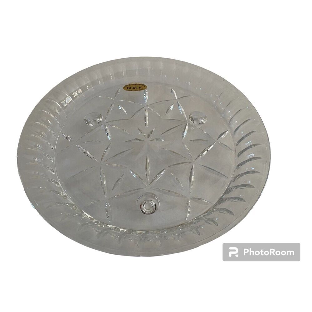 New BLOCK‎ 24% Full Lead Crystal Footed Platter Candle Garden